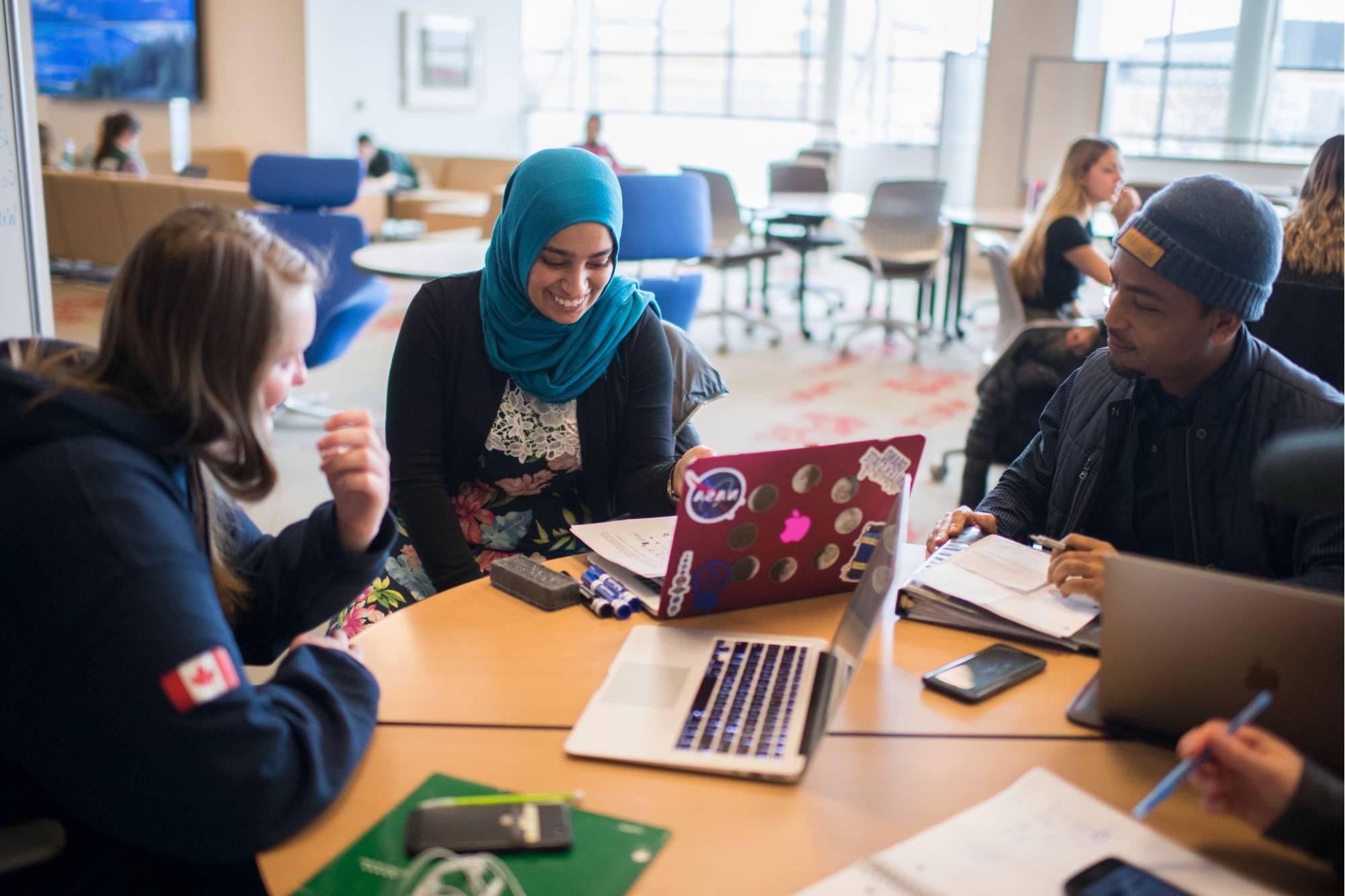 students smiling and talking